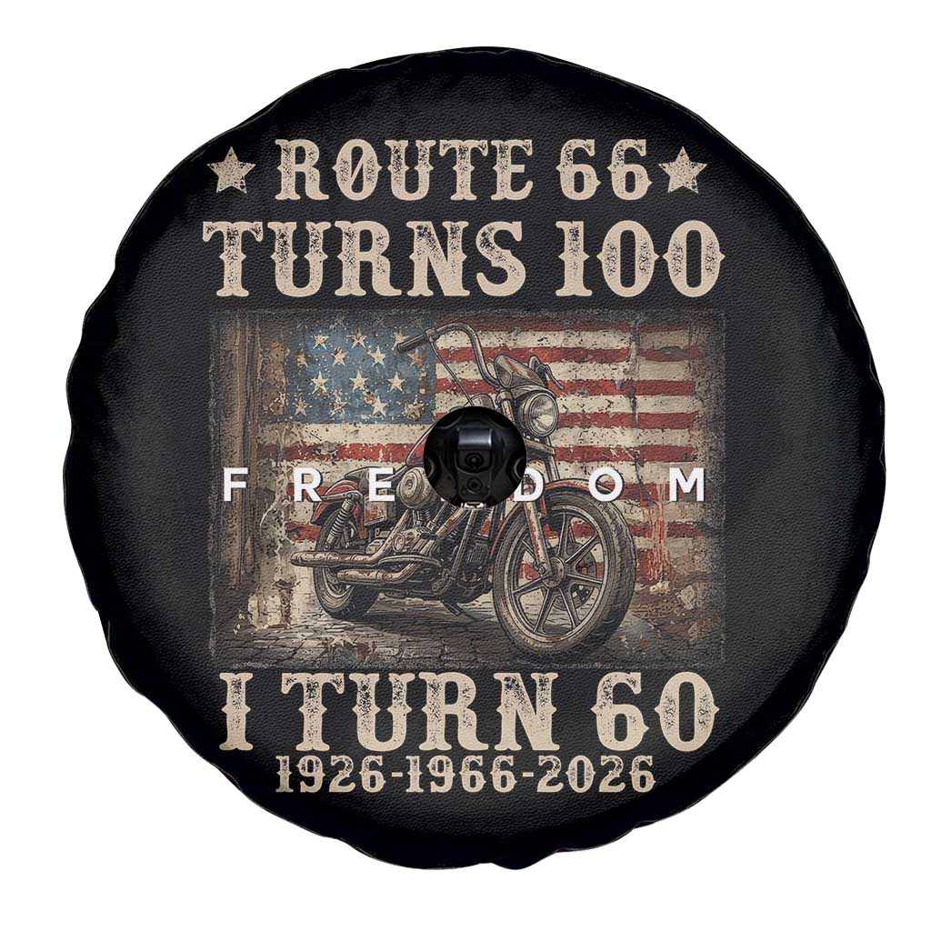 Route Highway 66 Turns 100 I Turn 60 Spare Tire Cover Vintage 1966 American Freedom Motorcycle Lover 60th Birthday Gift