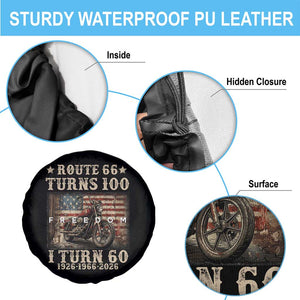 Route Highway 66 Turns 100 I Turn 60 Spare Tire Cover Vintage 1966 American Freedom Motorcycle Lover 60th Birthday Gift