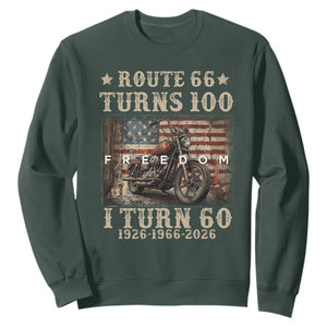 Route Highway 66 Turns 100 I Turn 60 Sweatshirt Vintage 1966 American Freedom Motorcycle Lover 60th Birthday Gift