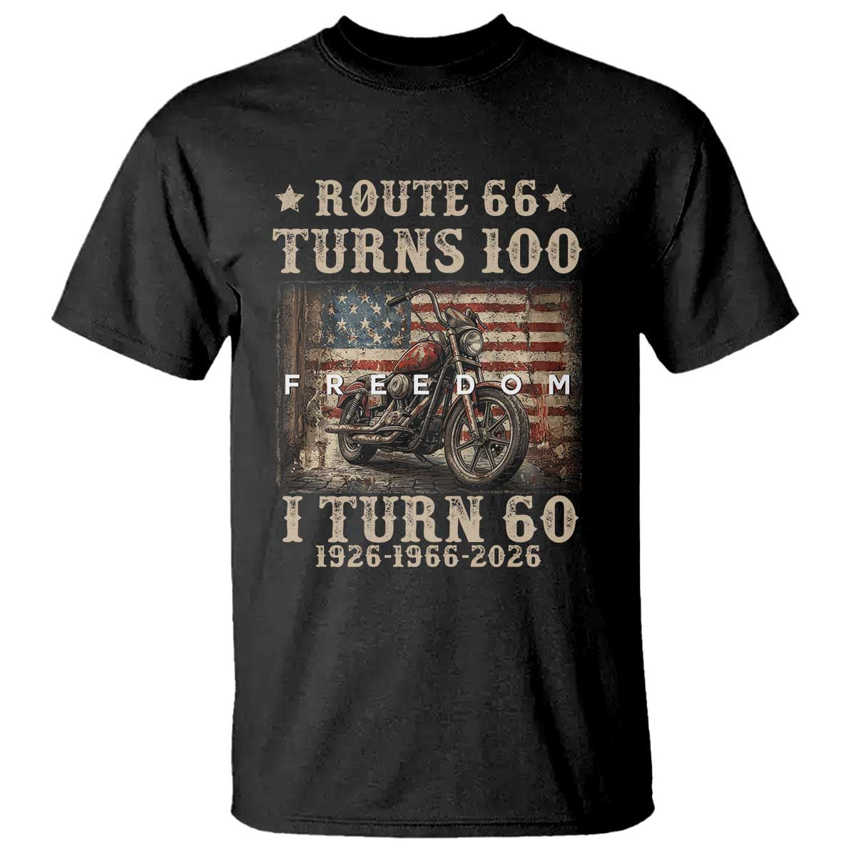 Route Highway 66 Turns 100 I Turn 60 T Shirt Vintage 1966 American Freedom Motorcycle Lover 60th Birthday Gift