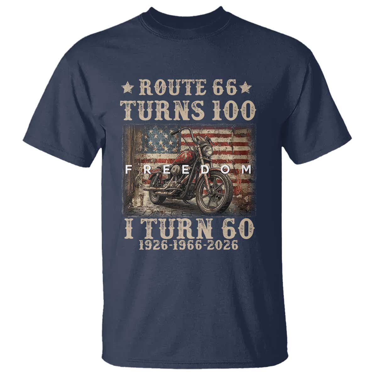 Route Highway 66 Turns 100 I Turn 60 T Shirt Vintage 1966 American Freedom Motorcycle Lover 60th Birthday Gift