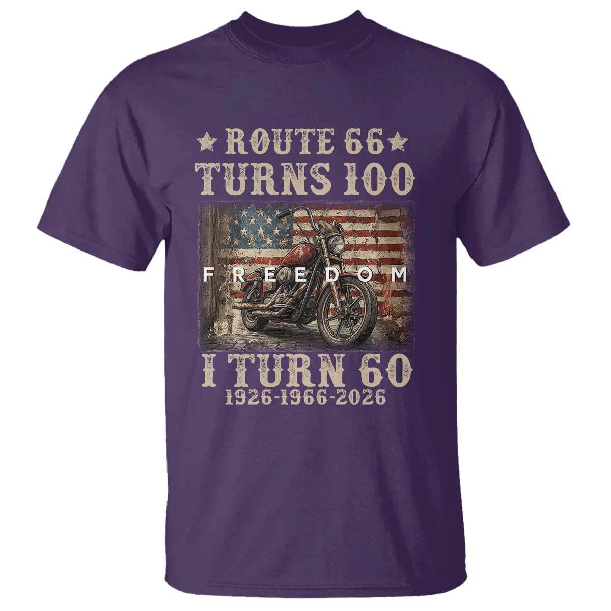 Route Highway 66 Turns 100 I Turn 60 T Shirt Vintage 1966 American Freedom Motorcycle Lover 60th Birthday Gift