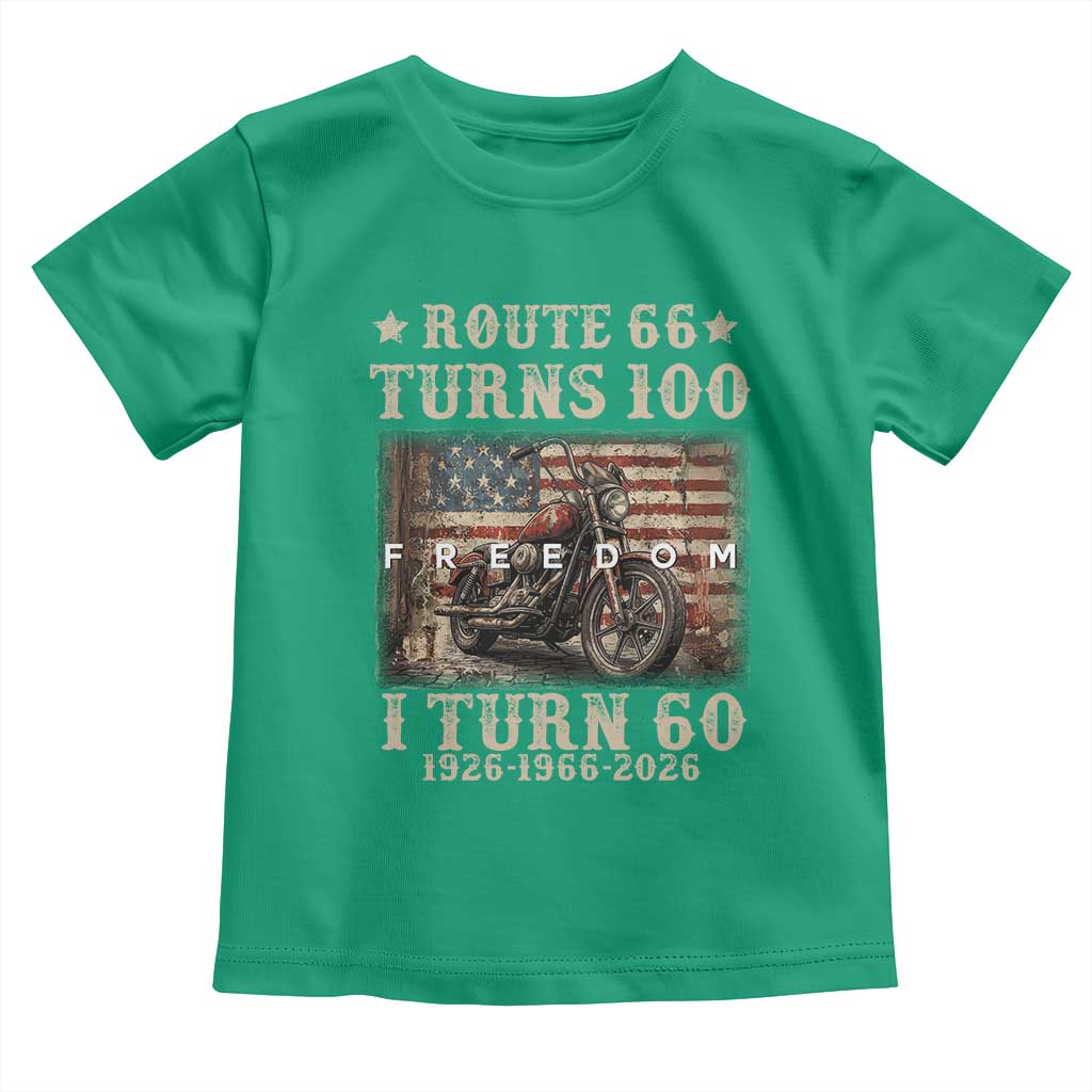 Route Highway 66 Turns 100 I Turn 60 Toddler T Shirt Vintage 1966 American Freedom Motorcycle Lover 60th Birthday Gift