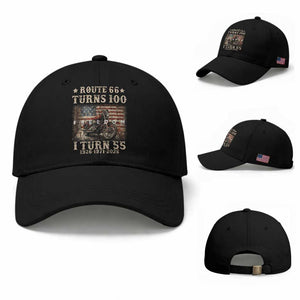 Route Highway 66 Turns 100 I Turn 55 Baseball Cap Vintage 1971 American Freedom Motorcycle Lover 55th Birthday Gift