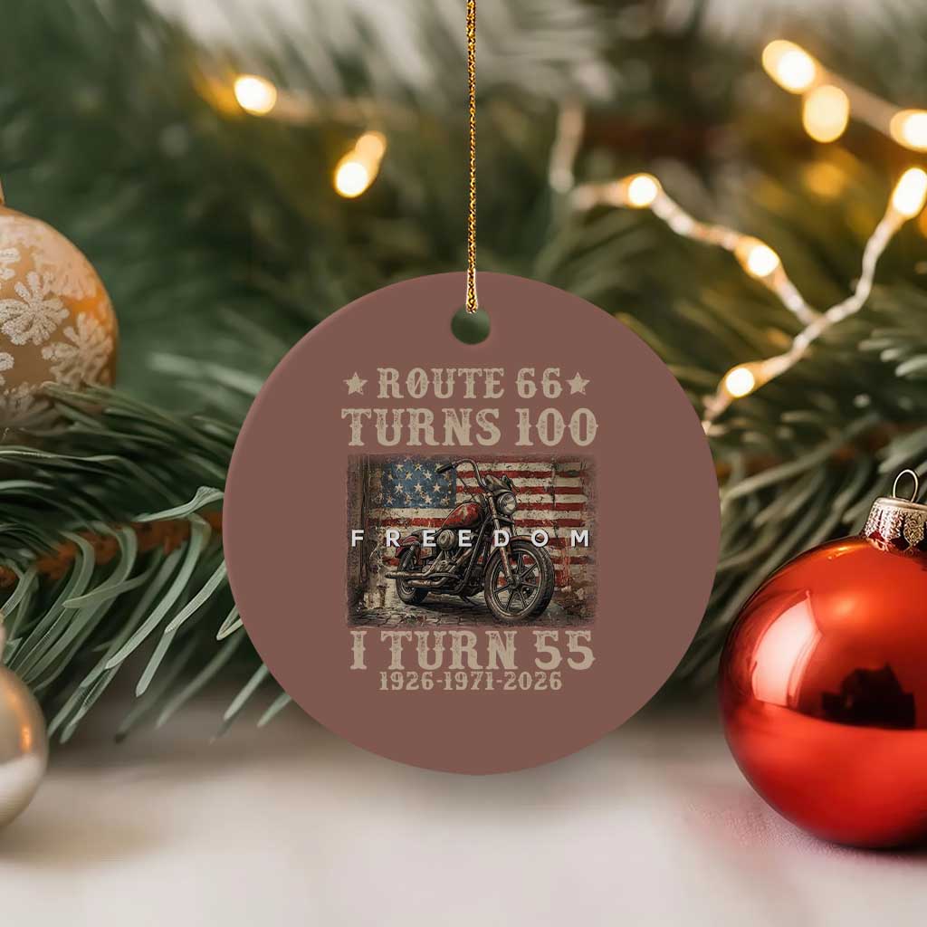 Route Highway 66 Turns 100 I Turn 55 Ceramic Ornament Vintage 1971 American Freedom Motorcycle Lover 55th Birthday Gift