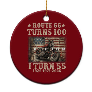 Route Highway 66 Turns 100 I Turn 55 Ceramic Ornament Vintage 1971 American Freedom Motorcycle Lover 55th Birthday Gift