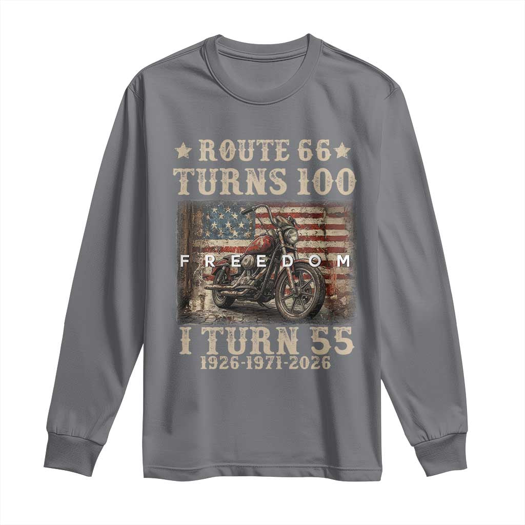 Route Highway 66 Turns 100 I Turn 55 Long Sleeve Shirt Vintage 1971 American Freedom Motorcycle Lover 55th Birthday Gift