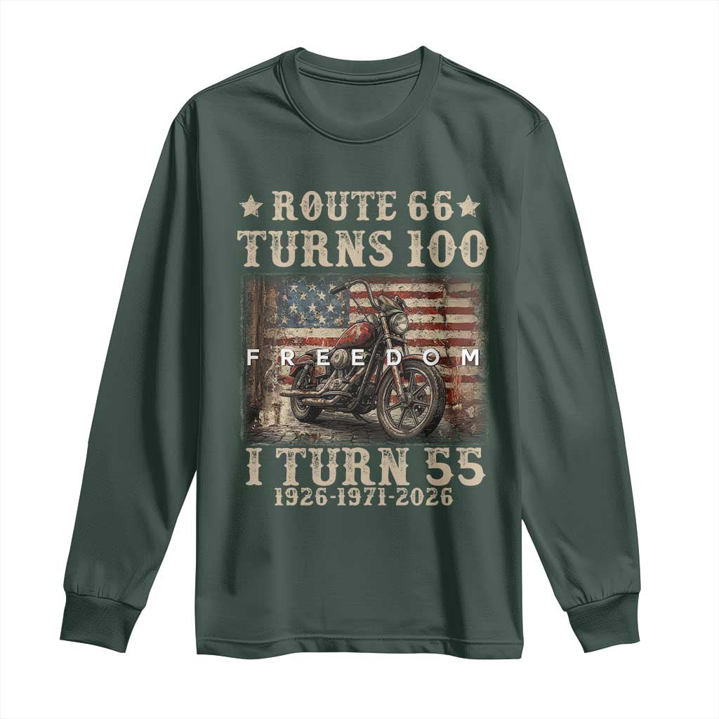 Route Highway 66 Turns 100 I Turn 55 Long Sleeve Shirt Vintage 1971 American Freedom Motorcycle Lover 55th Birthday Gift