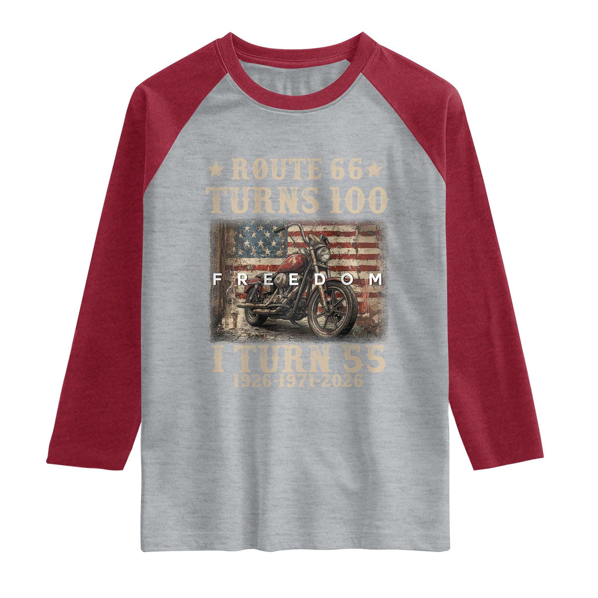 Route Highway 66 Turns 100 I Turn 55 Raglan Shirt Vintage 1971 American Freedom Motorcycle Lover 55th Birthday Gift