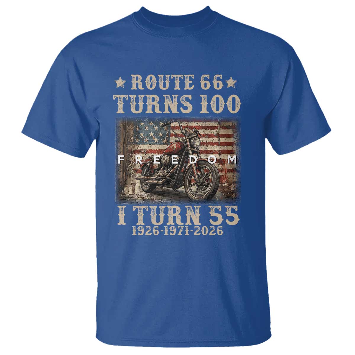 Route Highway 66 Turns 100 I Turn 55 T Shirt Vintage 1971 American Freedom Motorcycle Lover 55th Birthday Gift