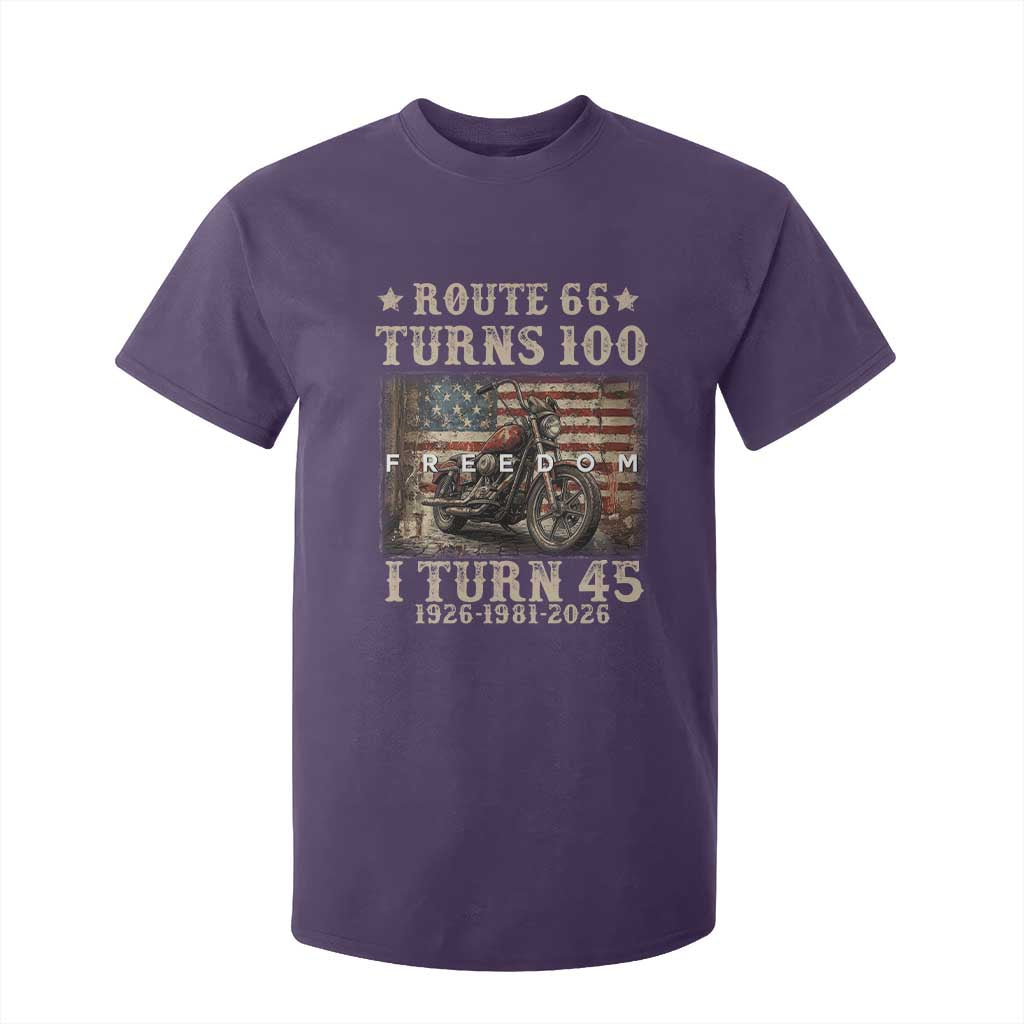 Route Highway 66 Turns 100 I Turn 45 T Shirt For Kid Vintage 1981 American Freedom Motorcycle Lover 45th Birthday Gift