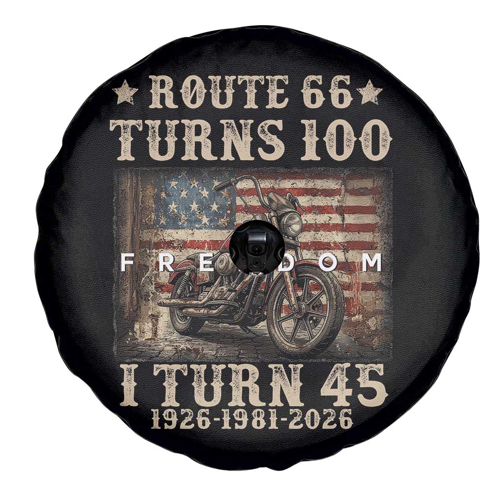 Route Highway 66 Turns 100 I Turn 45 Spare Tire Cover Vintage 1981 American Freedom Motorcycle Lover 45th Birthday Gift