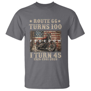 Route Highway 66 Turns 100 I Turn 45 T Shirt Vintage 1981 American Freedom Motorcycle Lover 45th Birthday Gift