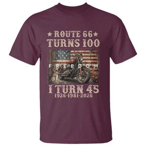 Route Highway 66 Turns 100 I Turn 45 T Shirt Vintage 1981 American Freedom Motorcycle Lover 45th Birthday Gift