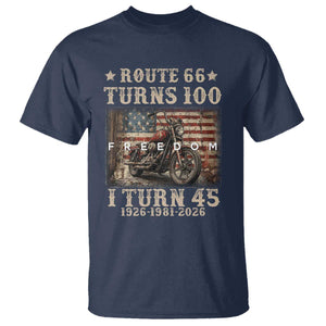 Route Highway 66 Turns 100 I Turn 45 T Shirt Vintage 1981 American Freedom Motorcycle Lover 45th Birthday Gift