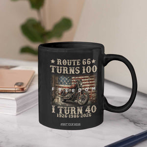 Route Highway 66 Turns 100 I Turn 40 Coffee Mug Vintage 1986 American Freedom Motorcycle Lover 40th Birthday Gift