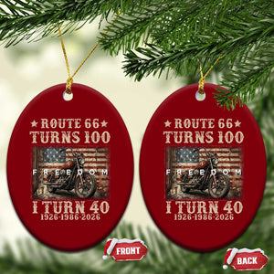 Route Highway 66 Turns 100 I Turn 40 Ceramic Ornament Vintage 1986 American Freedom Motorcycle Lover 40th Birthday Gift