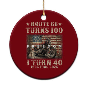 Route Highway 66 Turns 100 I Turn 40 Ceramic Ornament Vintage 1986 American Freedom Motorcycle Lover 40th Birthday Gift