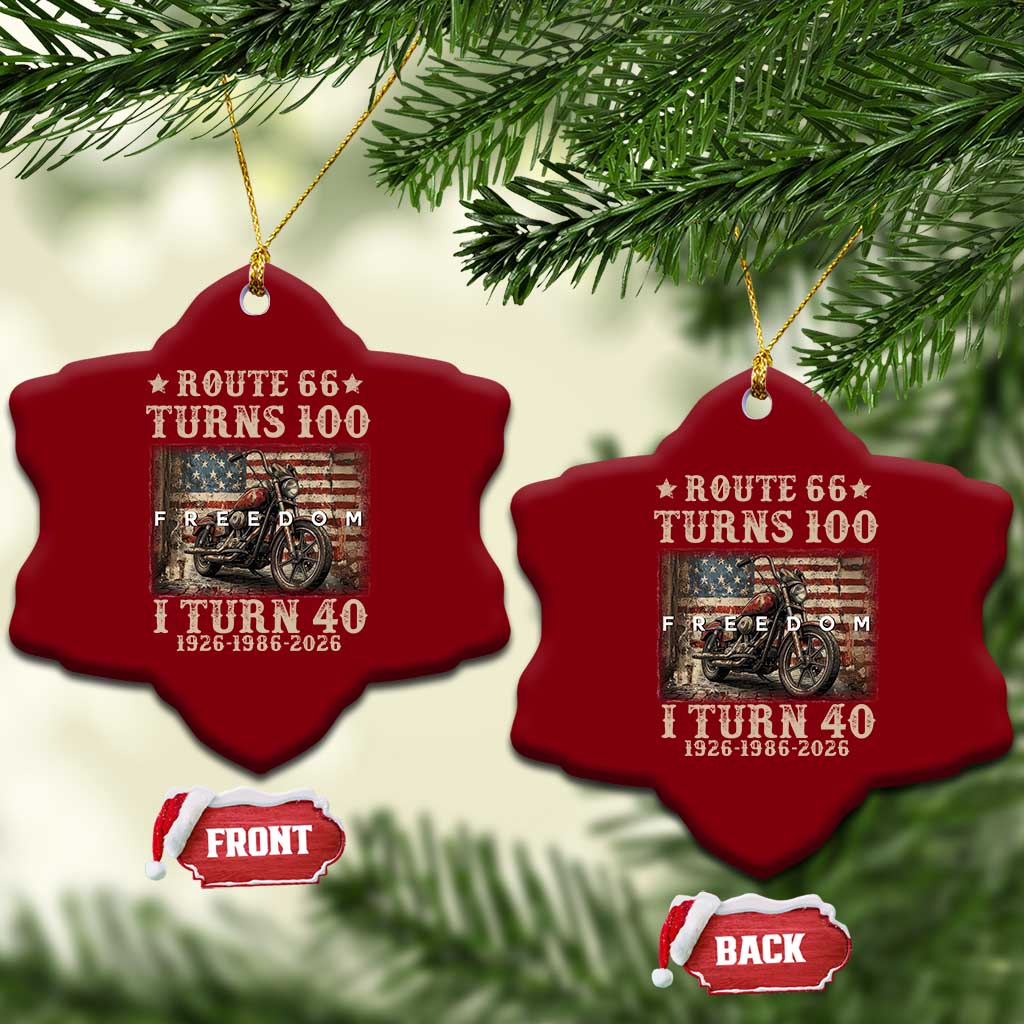Route Highway 66 Turns 100 I Turn 40 Ceramic Ornament Vintage 1986 American Freedom Motorcycle Lover 40th Birthday Gift
