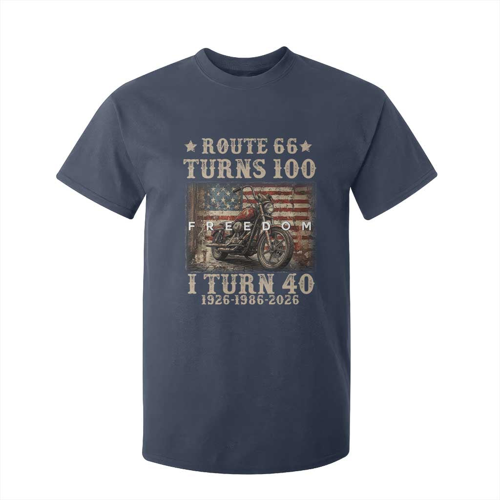 Route Highway 66 Turns 100 I Turn 40 T Shirt For Kid Vintage 1986 American Freedom Motorcycle Lover 40th Birthday Gift