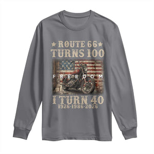 Route Highway 66 Turns 100 I Turn 40 Long Sleeve Shirt Vintage 1986 American Freedom Motorcycle Lover 40th Birthday Gift