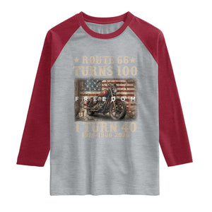Route Highway 66 Turns 100 I Turn 40 Raglan Shirt Vintage 1986 American Freedom Motorcycle Lover 40th Birthday Gift
