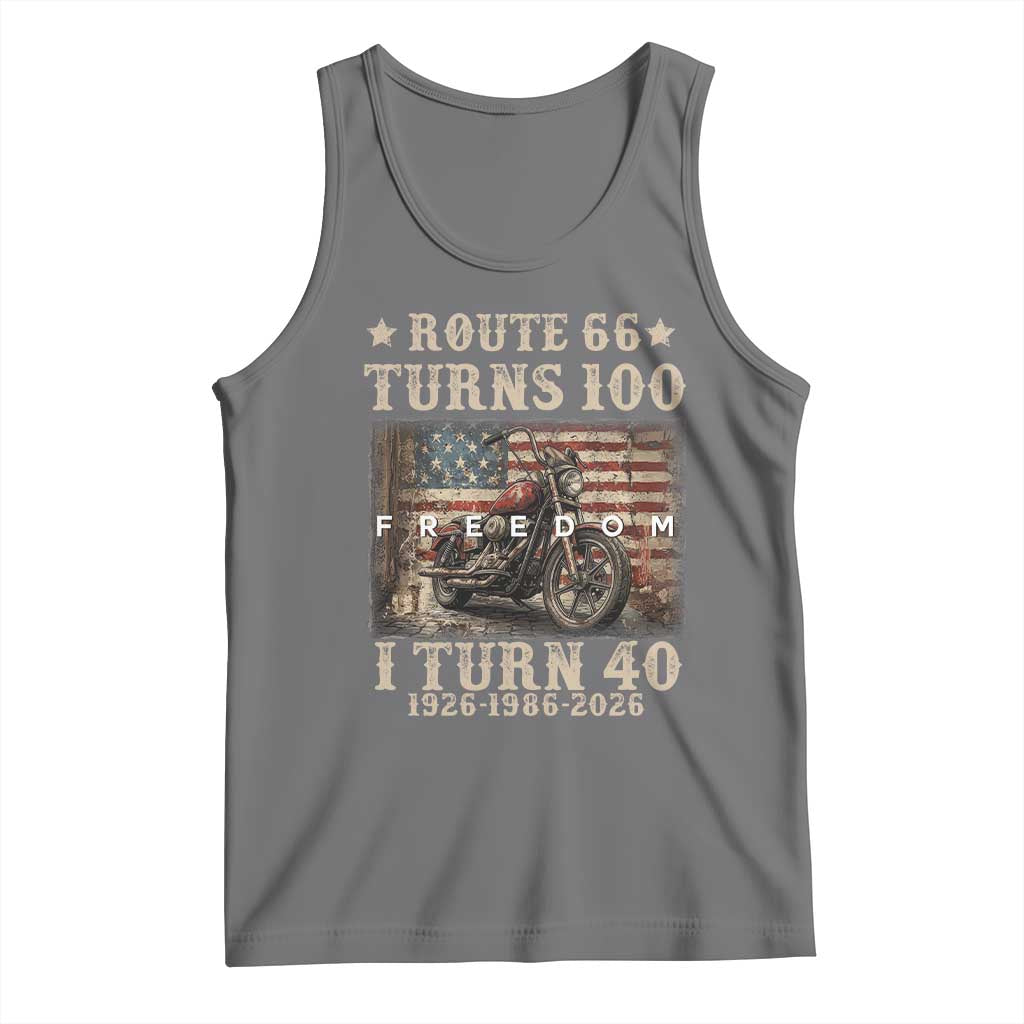 Route Highway 66 Turns 100 I Turn 40 Tank Top Vintage 1986 American Freedom Motorcycle Lover 40th Birthday Gift