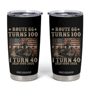 Route Highway 66 Turns 100 I Turn 40 Tumbler Cup Vintage 1986 American Freedom Motorcycle Lover 40th Birthday Gift