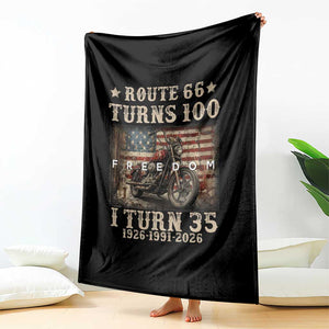 Route Highway 66 Turns 100 I Turn 35 Throw Blanket Vintage 1991 American Freedom Motorcycle Lover 35th Birthday Gift