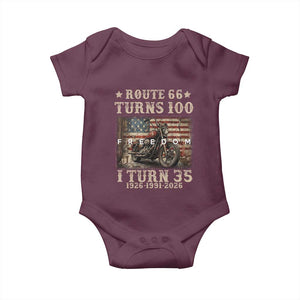 Route Highway 66 Turns 100 I Turn 35 Baby Onesie Vintage 1991 American Freedom Motorcycle Lover 35th Birthday Gift
