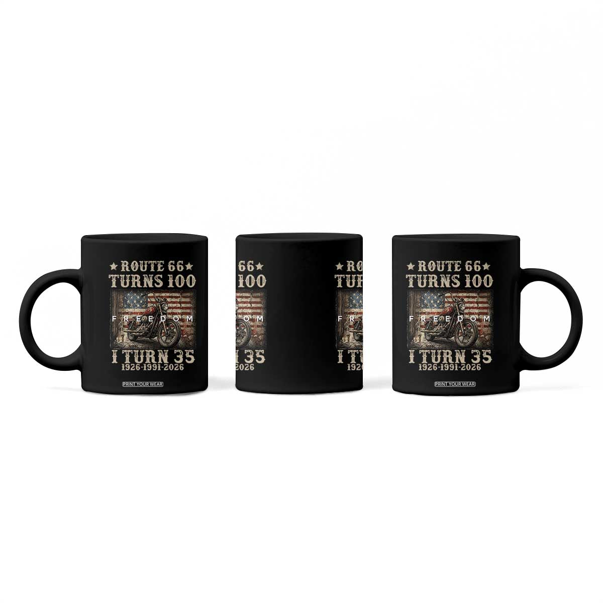Route Highway 66 Turns 100 I Turn 35 Coffee Mug Vintage 1991 American Freedom Motorcycle Lover 35th Birthday Gift