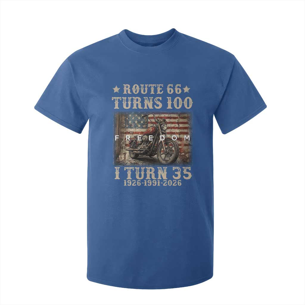 Route Highway 66 Turns 100 I Turn 35 T Shirt For Kid Vintage 1991 American Freedom Motorcycle Lover 35th Birthday Gift