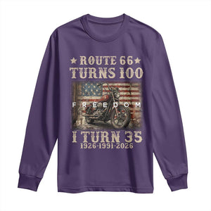 Route Highway 66 Turns 100 I Turn 35 Long Sleeve Shirt Vintage 1991 American Freedom Motorcycle Lover 35th Birthday Gift