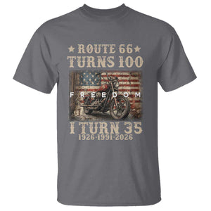 Route Highway 66 Turns 100 I Turn 35 T Shirt Vintage 1991 American Freedom Motorcycle Lover 35th Birthday Gift