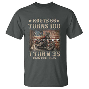 Route Highway 66 Turns 100 I Turn 35 T Shirt Vintage 1991 American Freedom Motorcycle Lover 35th Birthday Gift