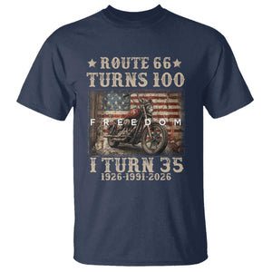 Route Highway 66 Turns 100 I Turn 35 T Shirt Vintage 1991 American Freedom Motorcycle Lover 35th Birthday Gift