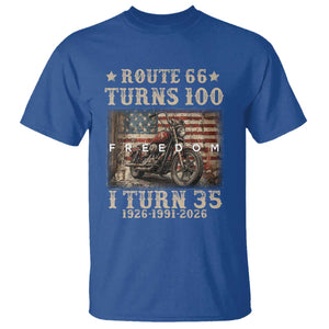 Route Highway 66 Turns 100 I Turn 35 T Shirt Vintage 1991 American Freedom Motorcycle Lover 35th Birthday Gift