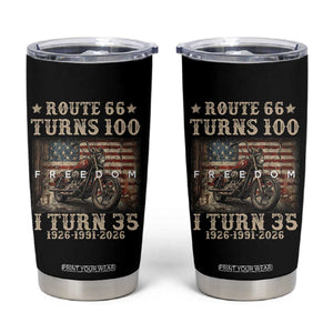 Route Highway 66 Turns 100 I Turn 35 Tumbler Cup Vintage 1991 American Freedom Motorcycle Lover 35th Birthday Gift