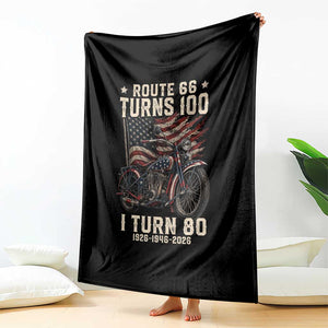 Route Highway 66 Turns 100 I Turn 80 Throw Blanket Vintage 1946 American Classic V-Twin Motorcycle Lover 80th Birthday Gift