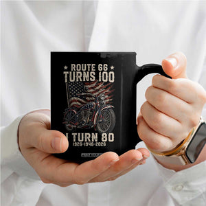 Route Highway 66 Turns 100 I Turn 80 Coffee Mug Vintage 1946 American Classic V-Twin Motorcycle Lover 80th Birthday Gift