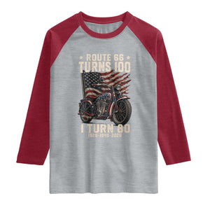 Route Highway 66 Turns 100 I Turn 80 Raglan Shirt Vintage 1946 American Classic V-Twin Motorcycle Lover 80th Birthday Gift