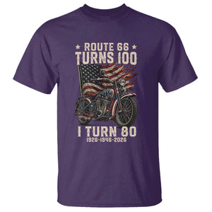 Route Highway 66 Turns 100 I Turn 80 T Shirt Vintage 1946 American Classic V-Twin Motorcycle Lover 80th Birthday Gift