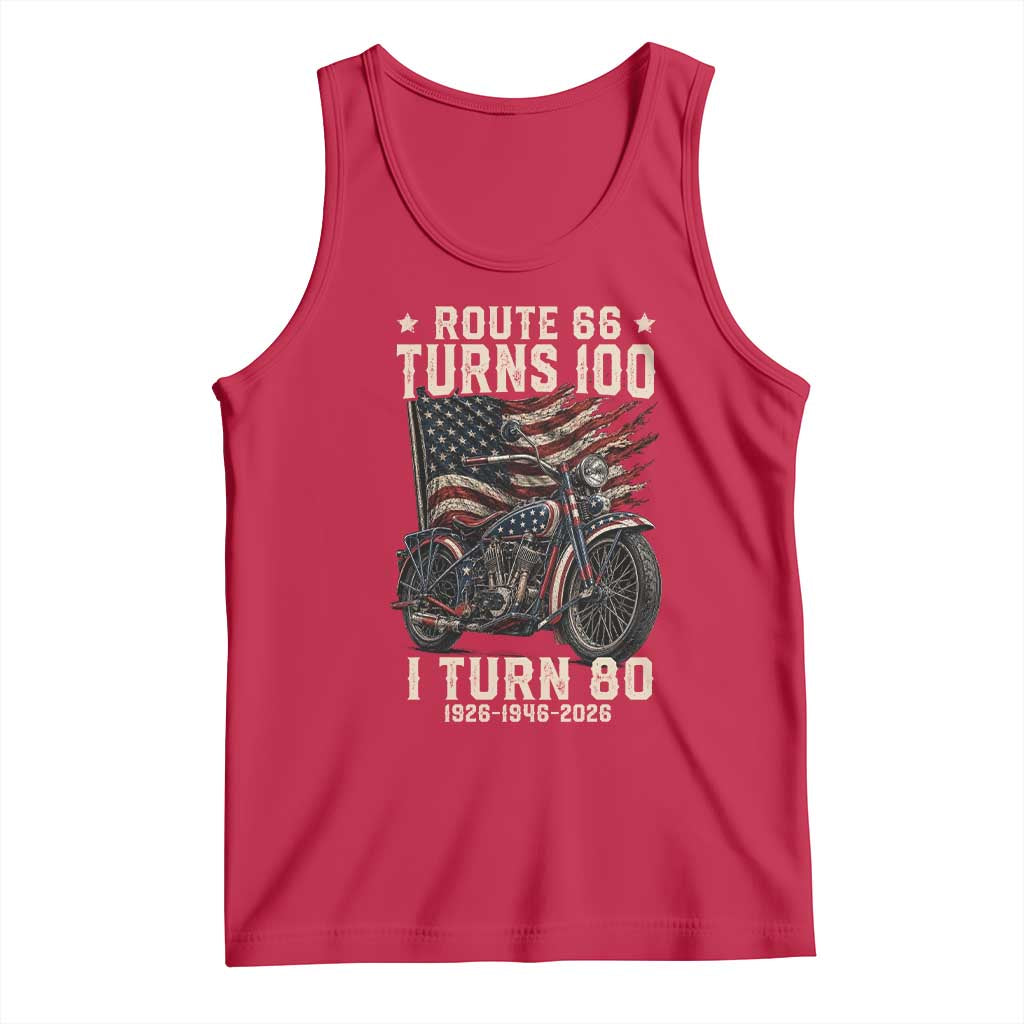Route Highway 66 Turns 100 I Turn 80 Tank Top Vintage 1946 American Classic V-Twin Motorcycle Lover 80th Birthday Gift