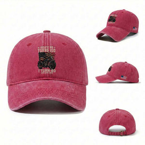 Route Highway 66 Turns 100 I Turn 80 Washed Cotton Baseball Cap Vintage 1946 American Classic V-Twin Motorcycle Lover 80th Birthday Gift