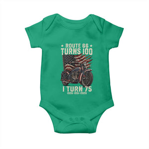 Route Highway 66 Turns 100 I Turn 75 Baby Onesie Vintage 1951 American Classic V-Twin Motorcycle Lover 75th Birthday Gift