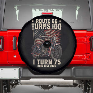 Route Highway 66 Turns 100 I Turn 75 Spare Tire Cover Vintage 1951 American Classic V-Twin Motorcycle Lover 75th Birthday Gift