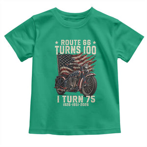 Route Highway 66 Turns 100 I Turn 75 Toddler T Shirt Vintage 1951 American Classic V-Twin Motorcycle Lover 75th Birthday Gift