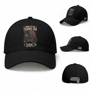 Route Highway 66 Turns 100 I Turn 70 Baseball Cap Vintage 1956 American Classic V-Twin Motorcycle Lover 70th Birthday Gift