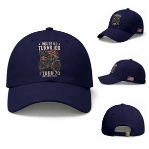 Route Highway 66 Turns 100 I Turn 70 Baseball Cap Vintage 1956 American Classic V-Twin Motorcycle Lover 70th Birthday Gift
