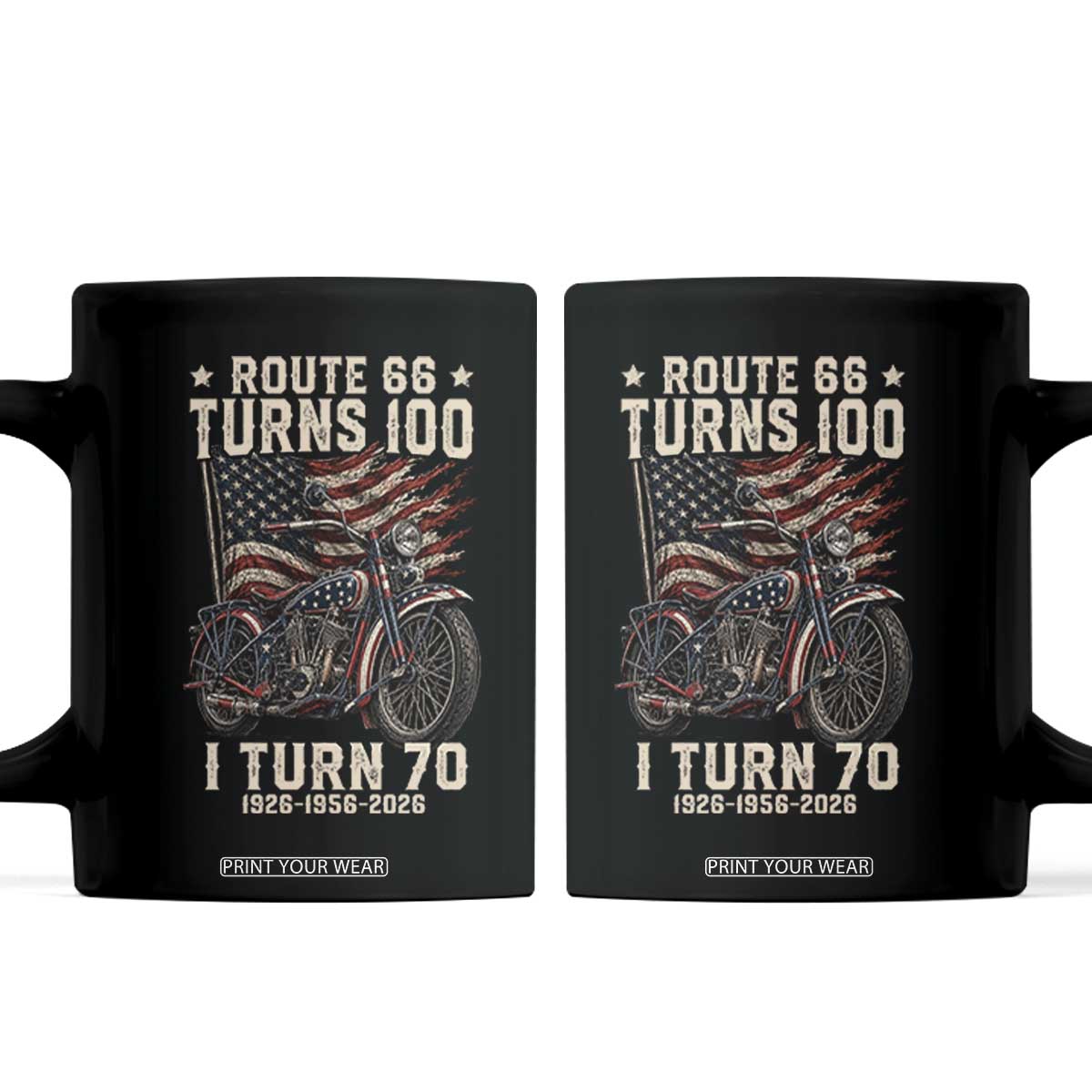 Route Highway 66 Turns 100 I Turn 70 Coffee Mug Vintage 1956 American Classic V-Twin Motorcycle Lover 70th Birthday Gift